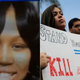 Screenshot of Renisha McBride; Floridians protest "Stand your ground" gun laws in 2012.
Joe Raedle/Getty Images